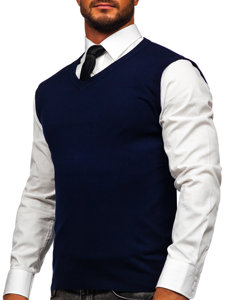 Granatowy sweter męski bez rękawów Denley MM6005