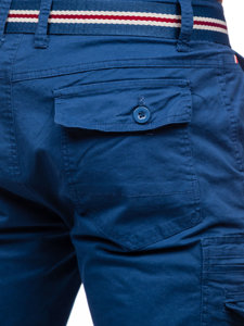 Modré pánske kapsáčové šortky s opaskom Bolf 1953