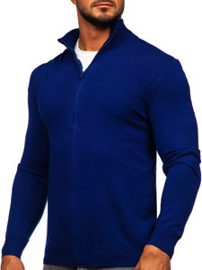 Pánsky sveter so zapínaním na zips v indigovej modrej farbe Bolf MM6004