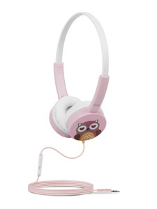 Ružové káblové slúchadlá na uší s mikrofónom pre deti W15