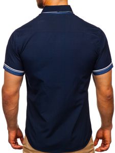 Tmavomodrá pánska košeľa s krátkymi rukávmi Bolf 2911-1